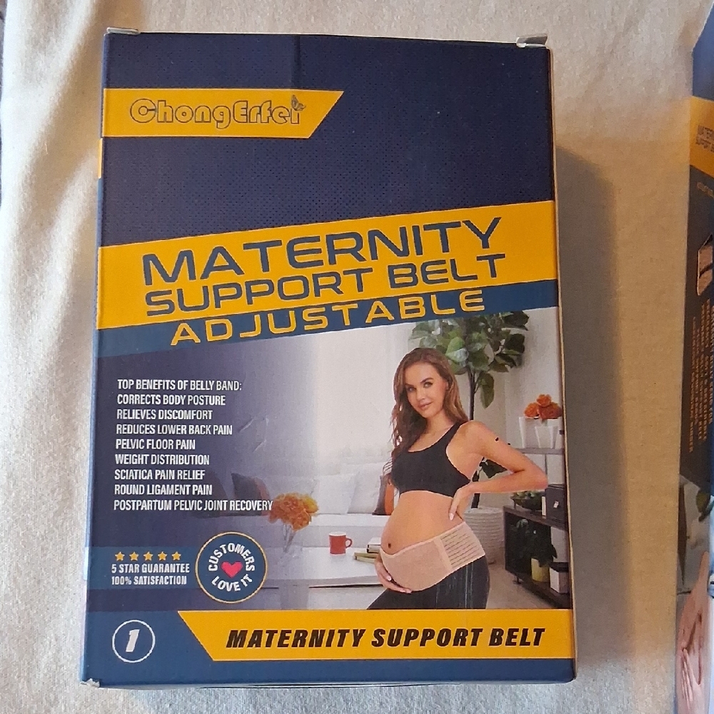 ChongErfei Adjustable Maternity Support Belt - Navy & Yellow Packaging
